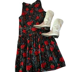 Vintage S.Roberts Rose and Paisley Print Maxi Dress